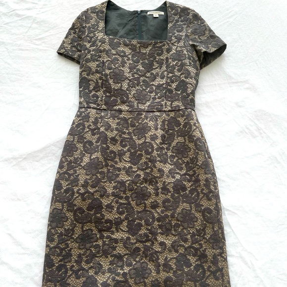 ❤️❤️ Cocktail / office dress in a grey pattern, square neck, short sleeve,… - Picture 2 of 9